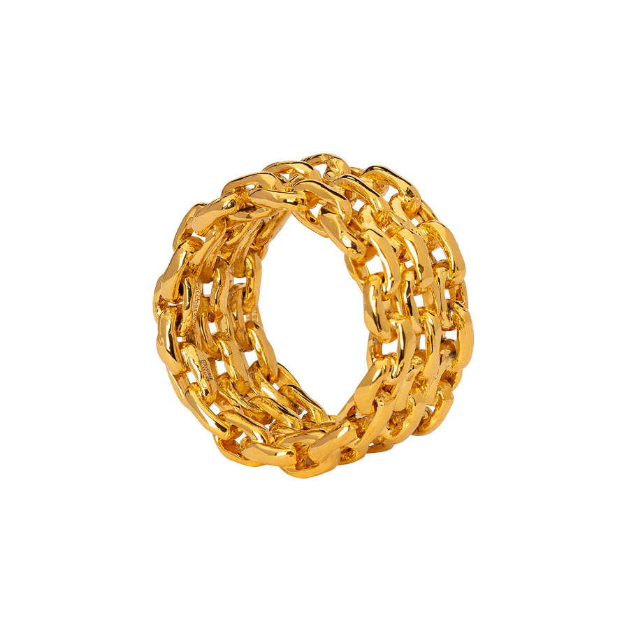 Patcharavipa Chain Three Row Ring - Yellow Gold - Broken English Jewelry