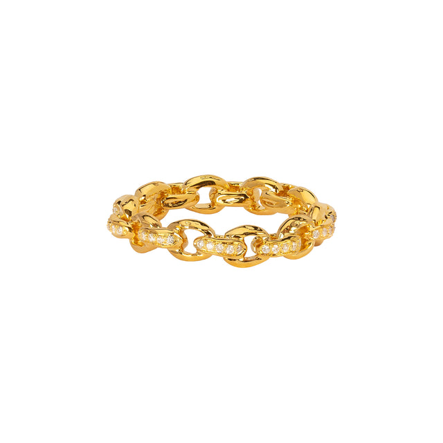Patcharavipa Diamond Chain Row Ring - Yellow Gold - Broken English Jewelry