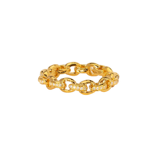 Diamond Chain Row Ring - Yellow Gold - Main Img