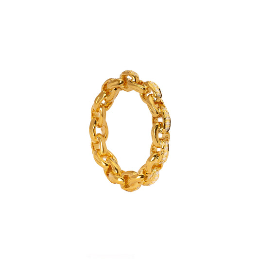 Diamond Chain Row Ring - Yellow Gold