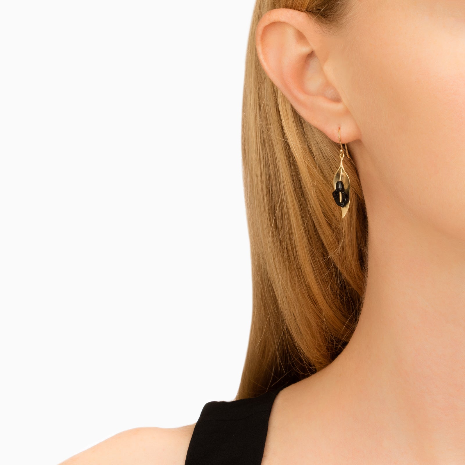 Annette Ferdinandsen Small Cala Lilly Earrings - Black Onyx - Earrings - Broken English Jewelry