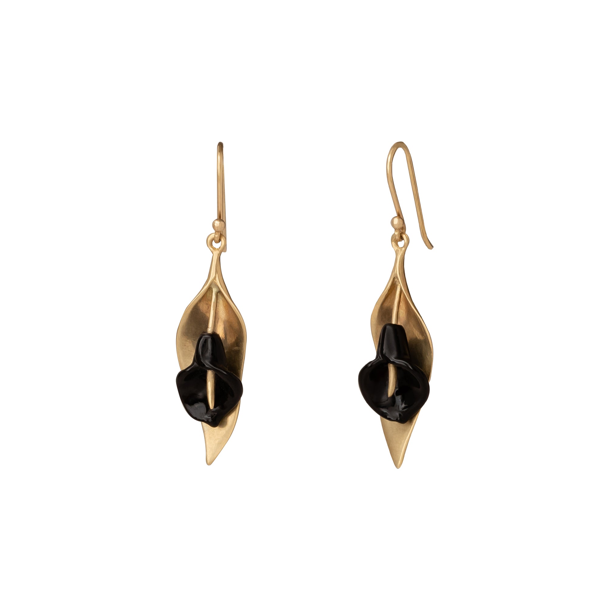 Annette Ferdinandsen Small Cala Lilly Earrings - Black Onyx - Earrings - Broken English Jewelry