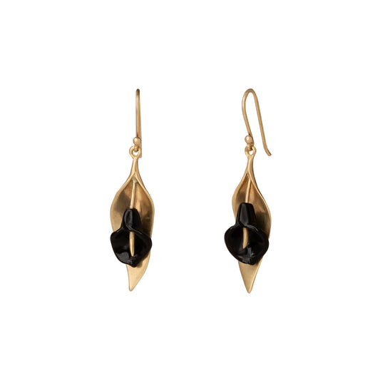 Small Cala Lilly Earrings - Black Onyx - Main Img