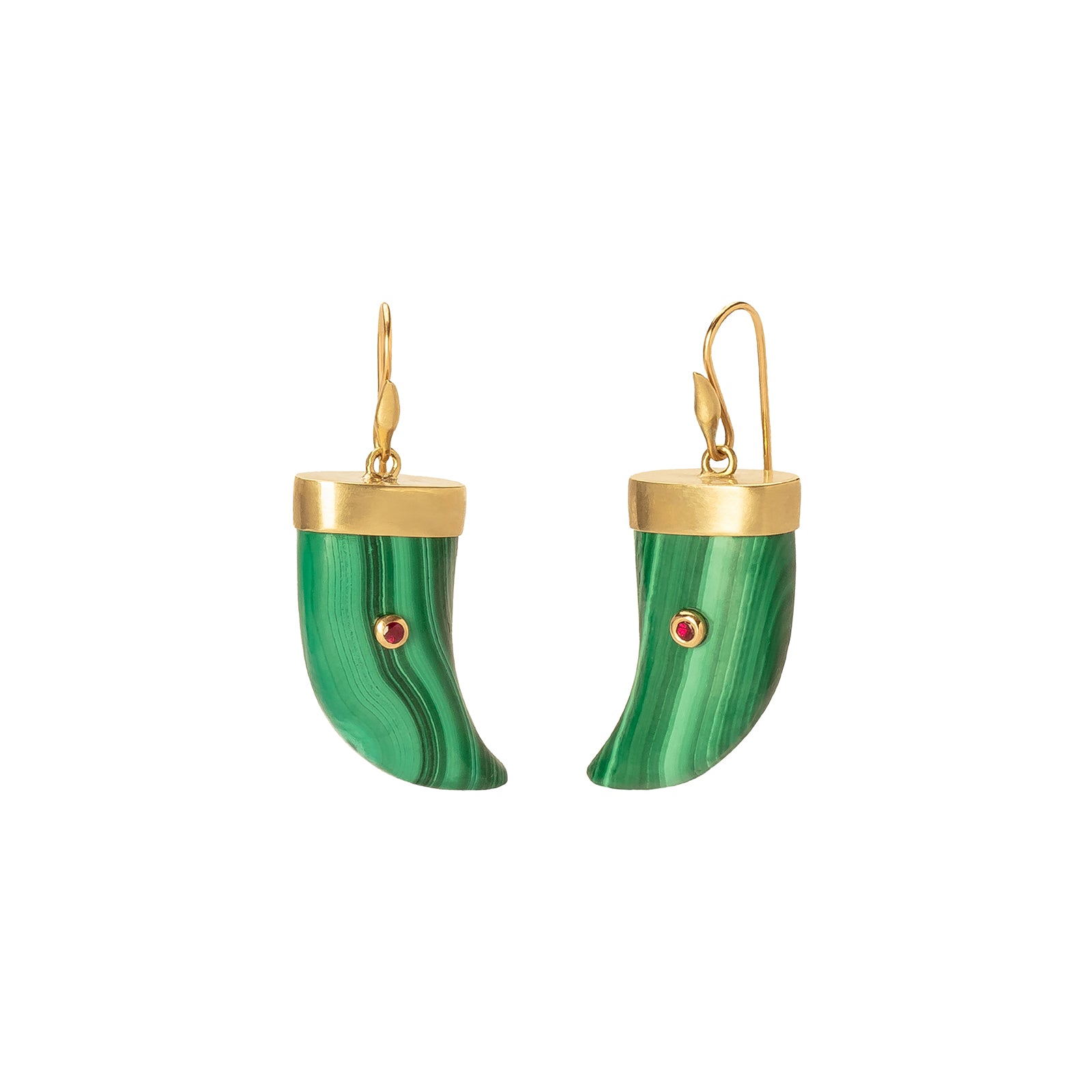Annette Ferdinandsen Tiger Claw Earrings - Malachite - Earrings - Broken English Jewelry