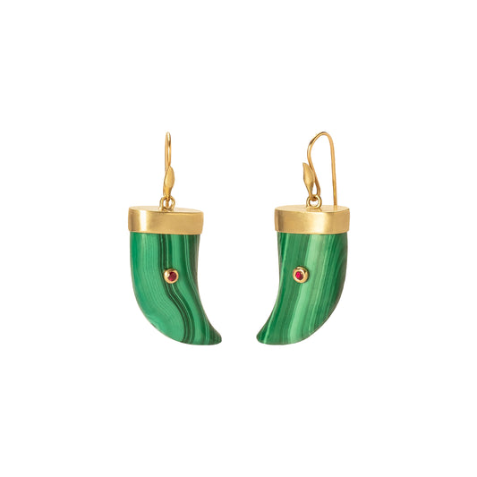 Tiger Claw Earrings - Malachite - Main Img