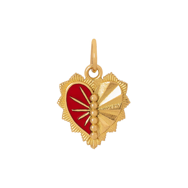 Foundrae Heart Love Token - Red Enamel Left - Front View