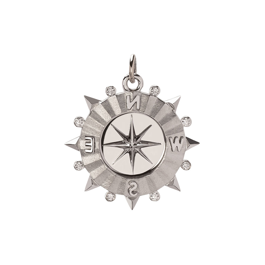 Foundrae Medium Internal Compass Medallion - White Gold - Charms & Pendants - Broken English Jewelry
