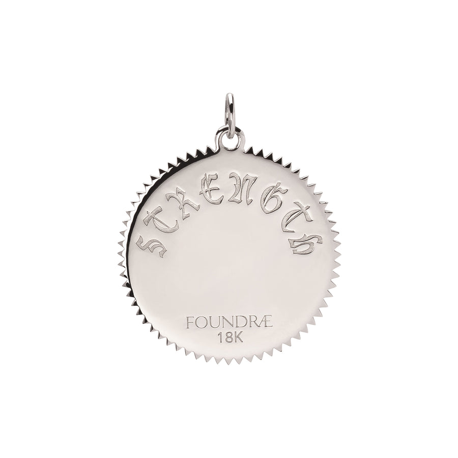 Foundrae Large Strength Medallion - White Gold - Charms & Pendants - Broken English Jewelry