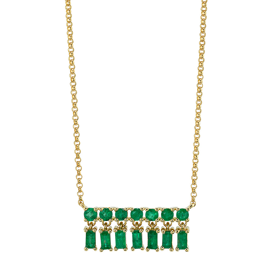 Borgioni Extra Small Emerald Bar Dangle Necklace - Yellow Gold - Broken English Jewelry