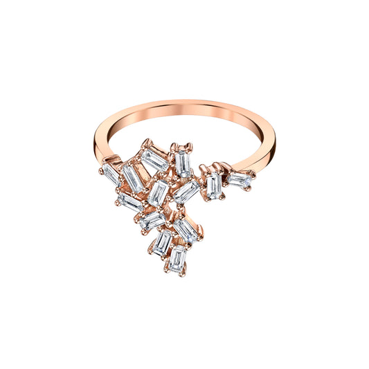 Baguette Diamond Knuckle Ring - Rose Gold - Main Img