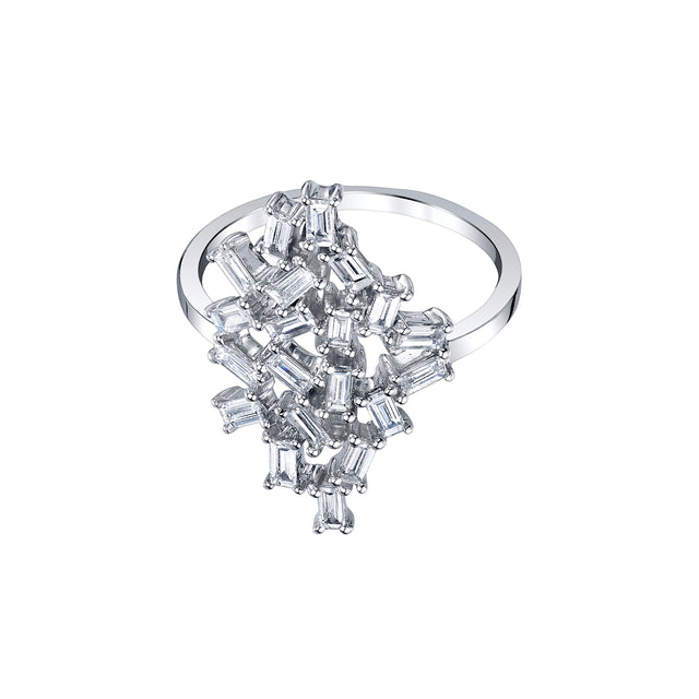 Borgioni Large Baguette Diamond Cluster Ring - White Gold - Broken English Jewelry