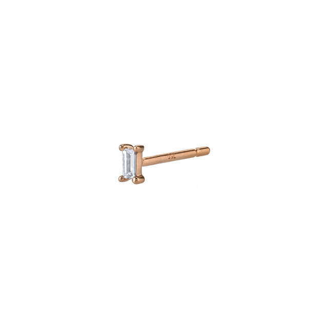 Borgioni Diamond Baguette Stud - Rose Gold - Earrings - Broken English Jewelry