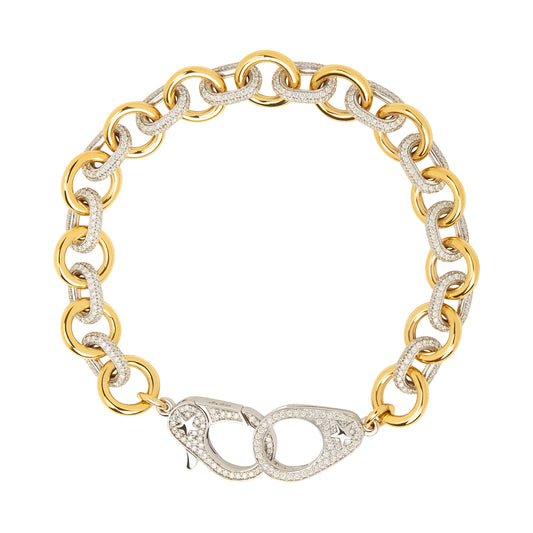 Midsized Mixed Link Bracelet - Pave Diamond - Main Img