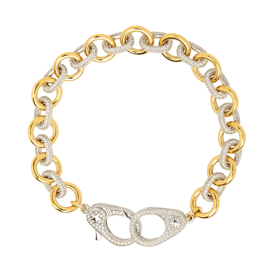 Foundrae Midsized Mixed Link Bracelet - Pave Diamond - Bracelets - Broken English Jewelry