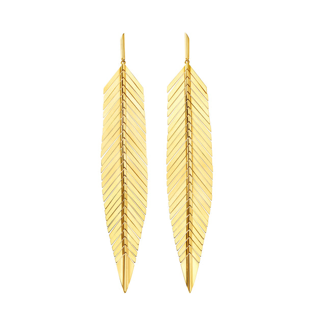 Cadar Large Feather Earrings - Broken English Jewelry
