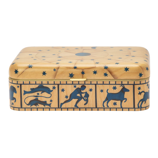 Marquetry Wood Jewelry Box - Ivory Zodiac - Main Img