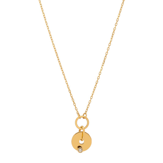 Gold Diamond Disk Necklace - Main Img