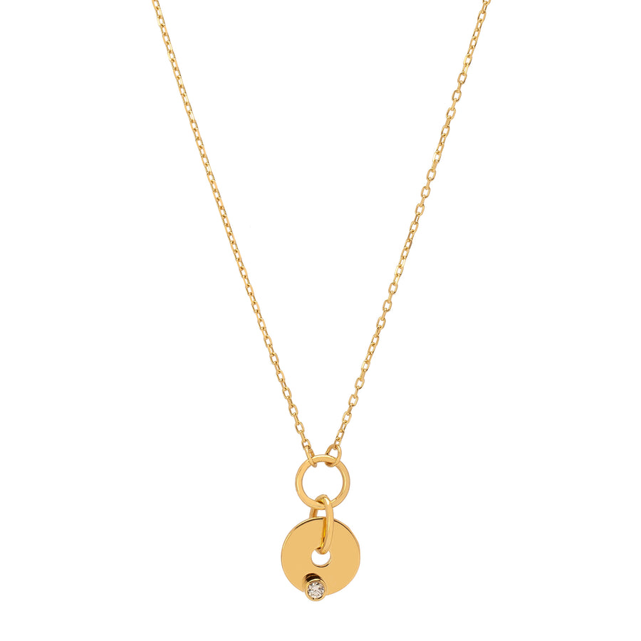 Foundrae Gold Diamond Disk Necklace - Broken English Jewelry