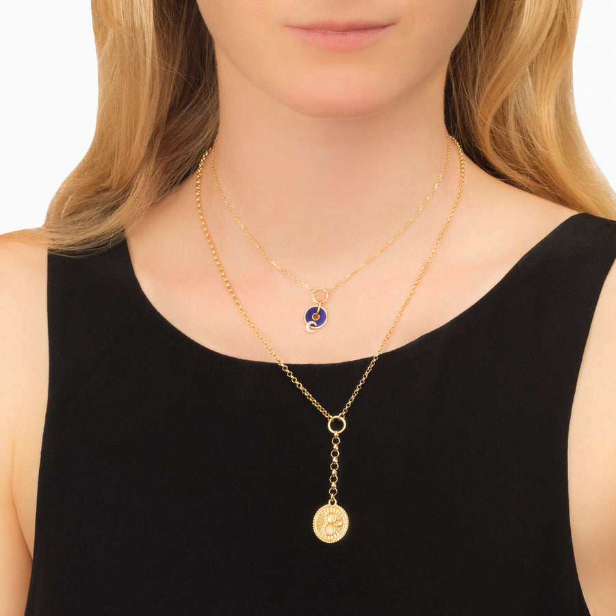 Foundrae Blue Crescent Disk Necklace - Broken English Jewelry