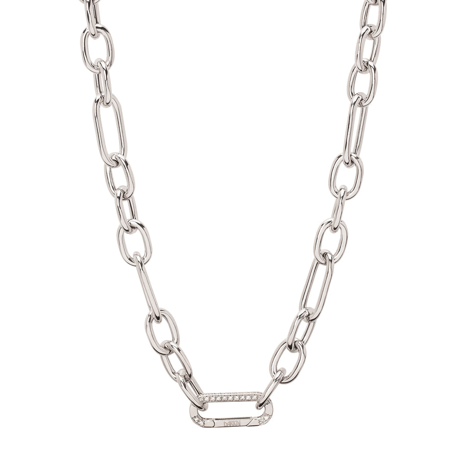 DARKAI Mixed Link Necklace - Rhodium & White Gold - Necklaces - Broken English Jewelry