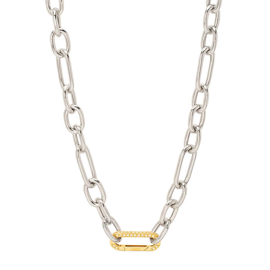 DARKAI Mixed Link Necklace - Rhodium & Yellow Gold - Necklaces - Broken English Jewelry