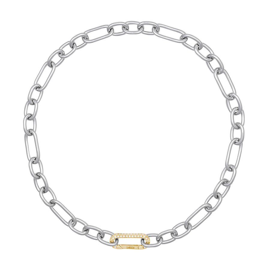 DARKAI Mixed Link Necklace - Rhodium & Yellow Gold - Necklaces - Broken English Jewelry