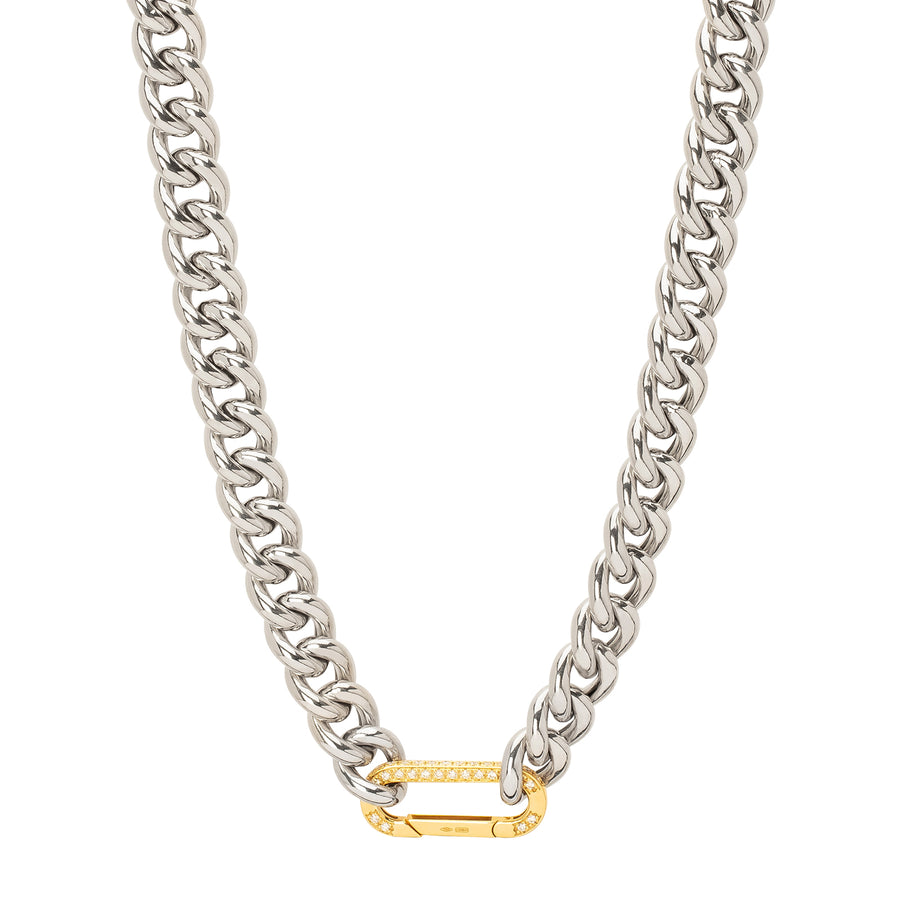 DARKAI Cuban Link Necklace - Rhodium & Yellow Gold - Necklaces - Broken English Jewelry