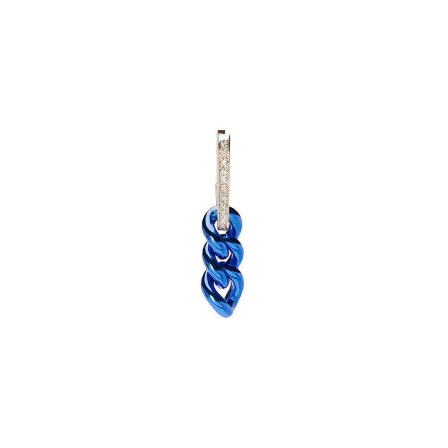 DARKAI Cuban Link Earring - Electric Blue & White Gold - Earrings - Broken English Jewelry