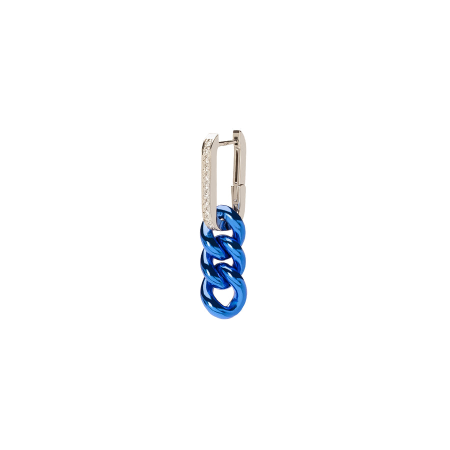 DARKAI Cuban Link Earring - Electric Blue & White Gold - Earrings - Broken English Jewelry