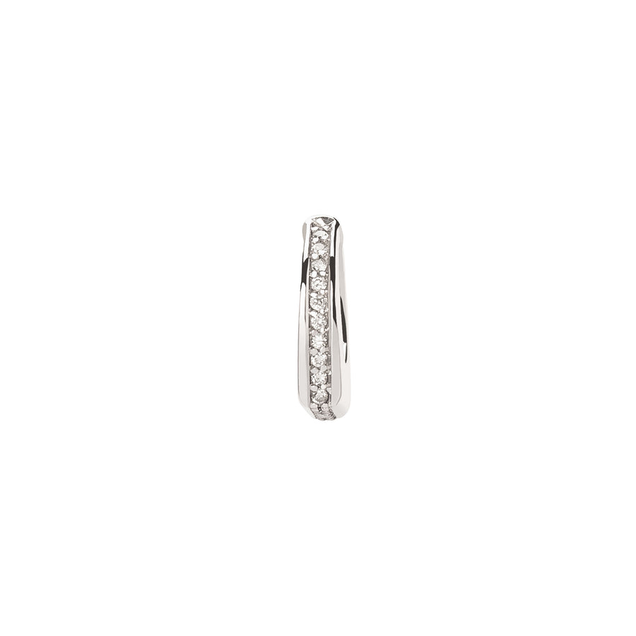 Prasi Dois Irmaos Semi Diamond Mini Huggie - White Gold - Broken English Jewelry