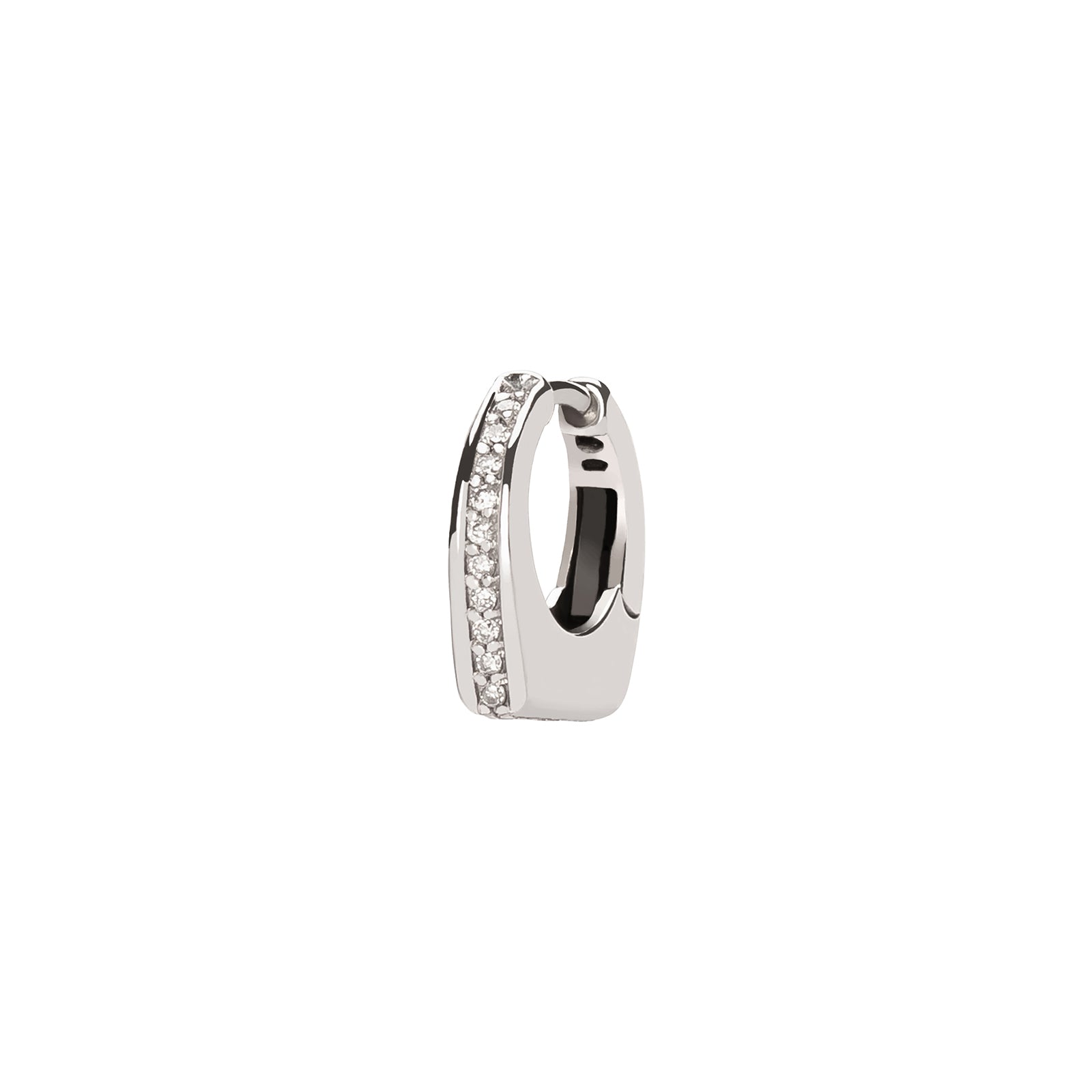 Prasi Dois Irmaos Semi Diamond Mini Huggie - White Gold - Broken English Jewelry