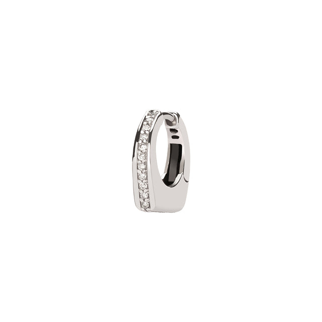 Prasi Dois Irmaos Semi Diamond Mini Huggie - White Gold - Broken English Jewelry