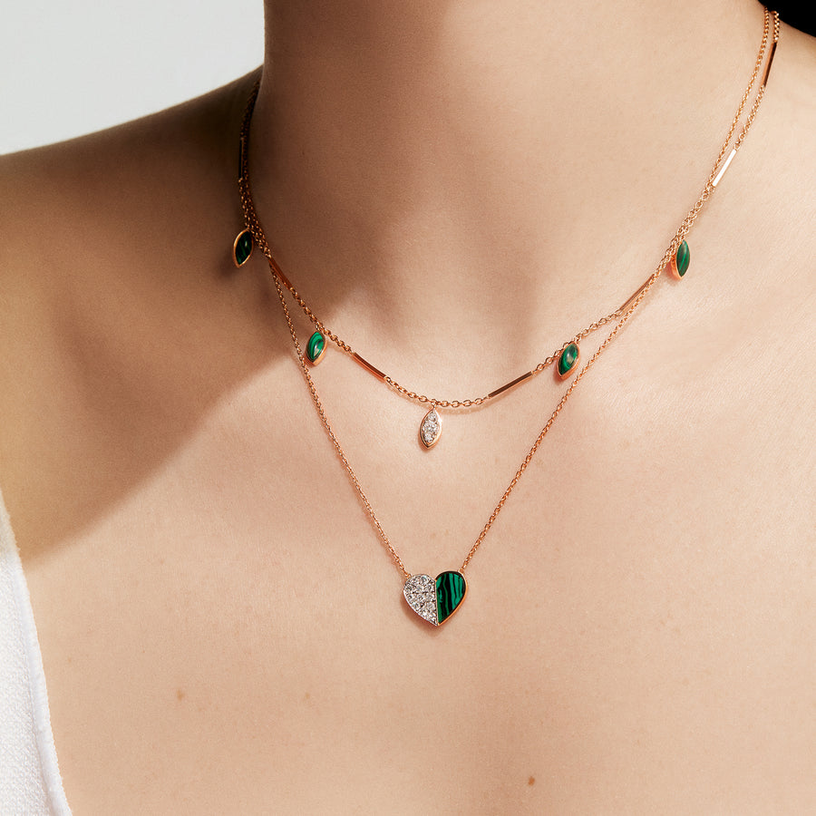 Melis Goral Malachite Deep Sea Heart Necklace - Necklaces - Broken English Jewelry