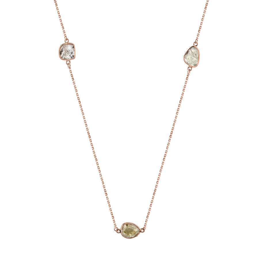 Borgioni Slice Diamond Triple Necklace - Rose Gold - Necklaces - Broken English Jewelry