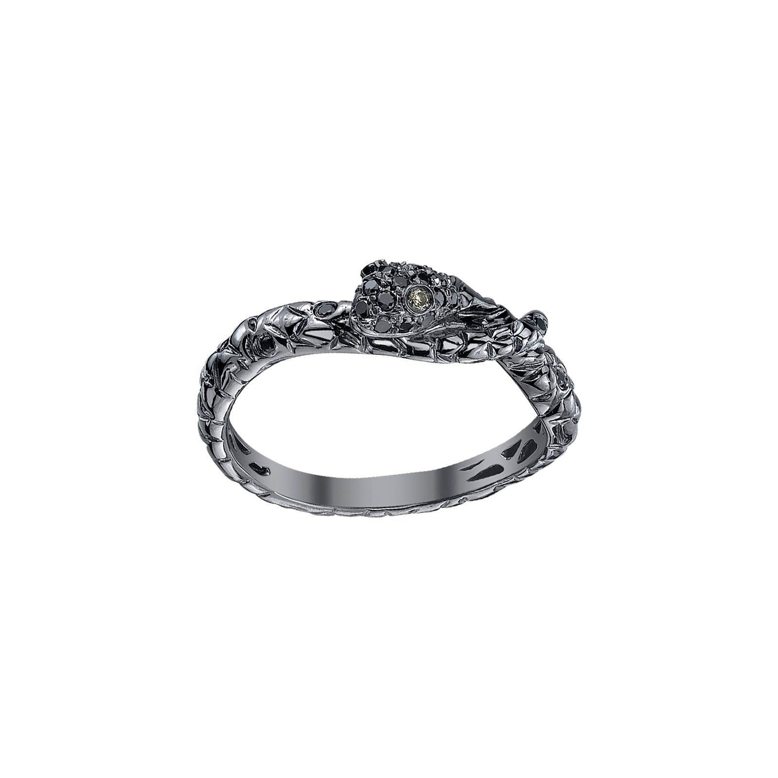 Borgioni Snake Black Diamond Band - Black Gold - Rings - Broken English Jewelry