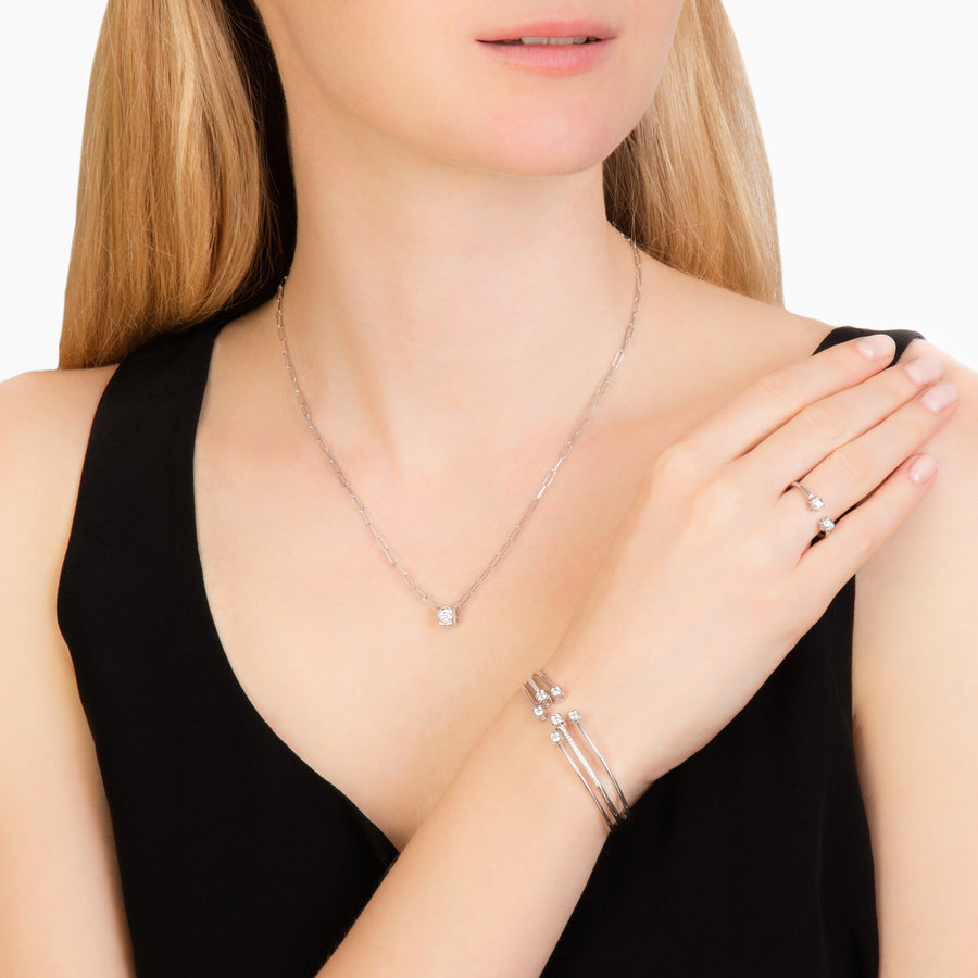 Dinh Van Le Cube Diamant Small Bracelet - White Gold - Broken English Jewelry
