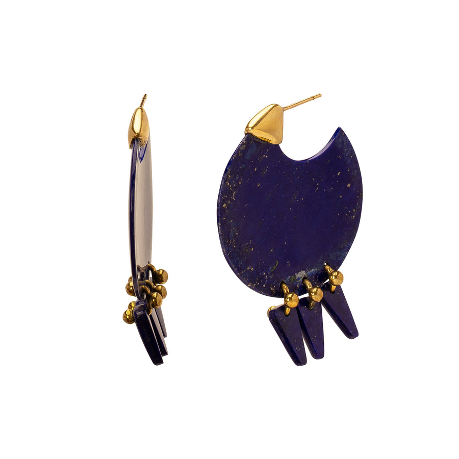 Lisa Eisner Jewelry Plate Fringe Earrings - Lapis - Earrings - Broken English Jewelry