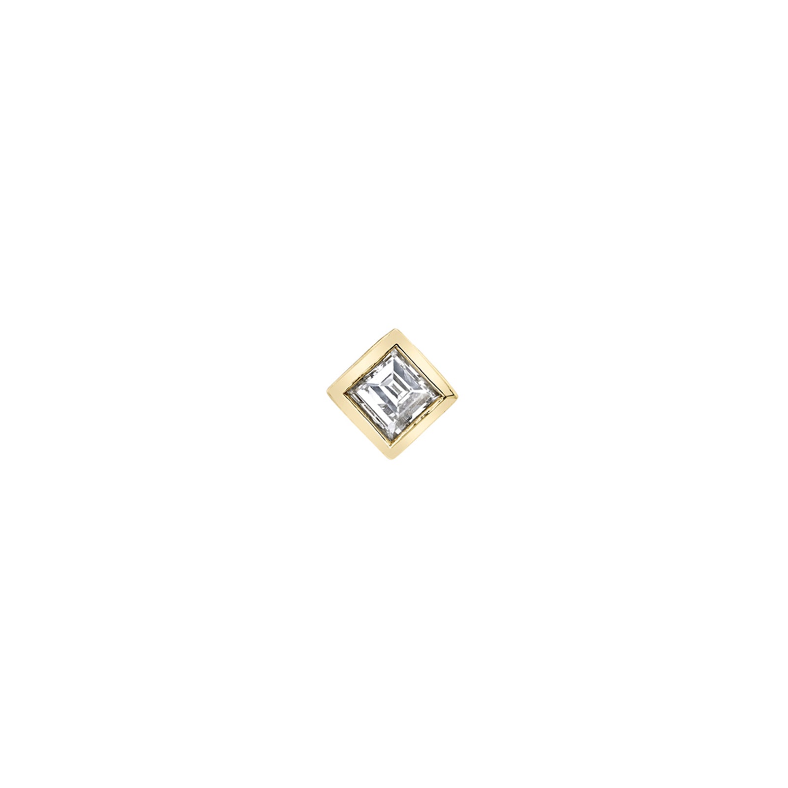 Lizzie Mandler Solitaire Carre Diamond Bezel Stud - Yellow Gold - Broken English Jewelry
