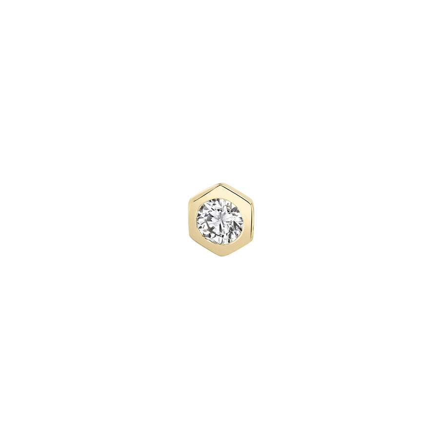 Lizzie Mandler Solitaire Round Diamond Bezel Stud - Yellow Gold - Broken English Jewelry