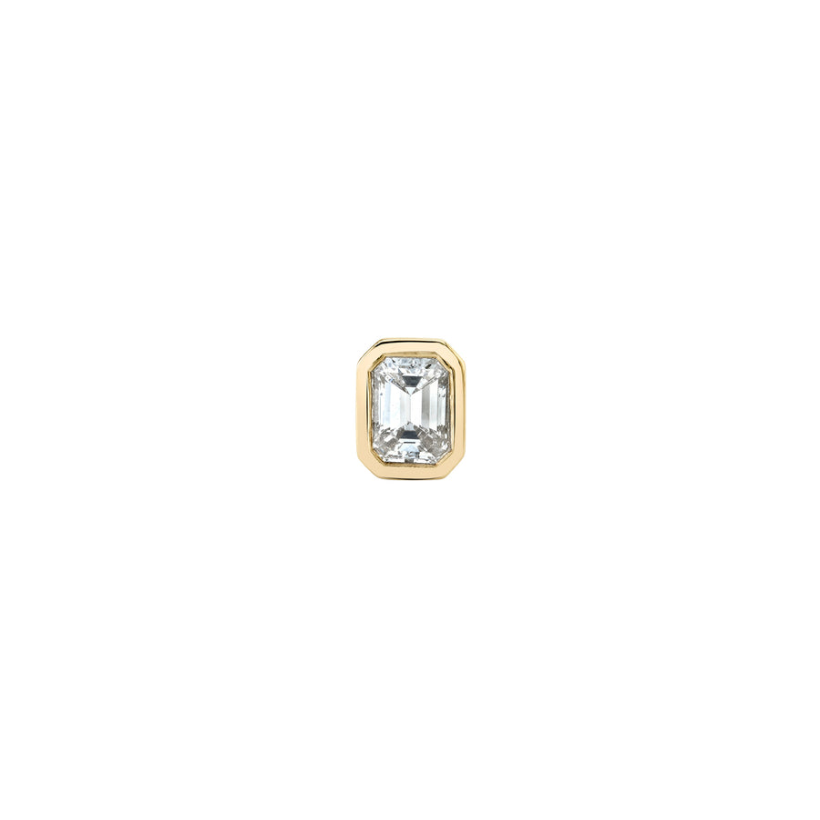 Lizzie Mandler Solitaire Emerald Cut Diamond Bezel Stud - Yellow Gold - Broken English Jewelry
