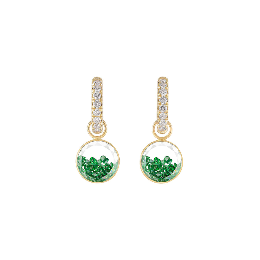 Moritz Glik Diamond Gala Emerald Shaker Huggies - Emerald - Earrings - Broken English Jewelry