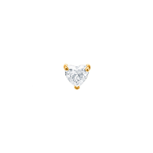 Floating Diamond Heart Stud - Yellow Gold - Main Img