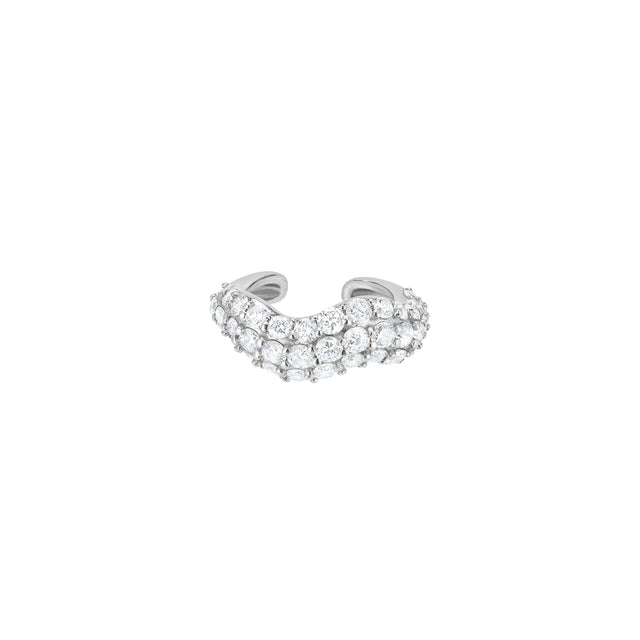 Carbon & Hyde Wave Ear Cuff - White Gold - Earrings - Broken English Jewelry