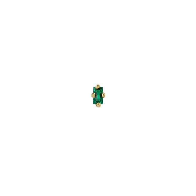 Lizzie Mandler Baguette Mini Stud - Emerald & Gold - Broken English Jewelry