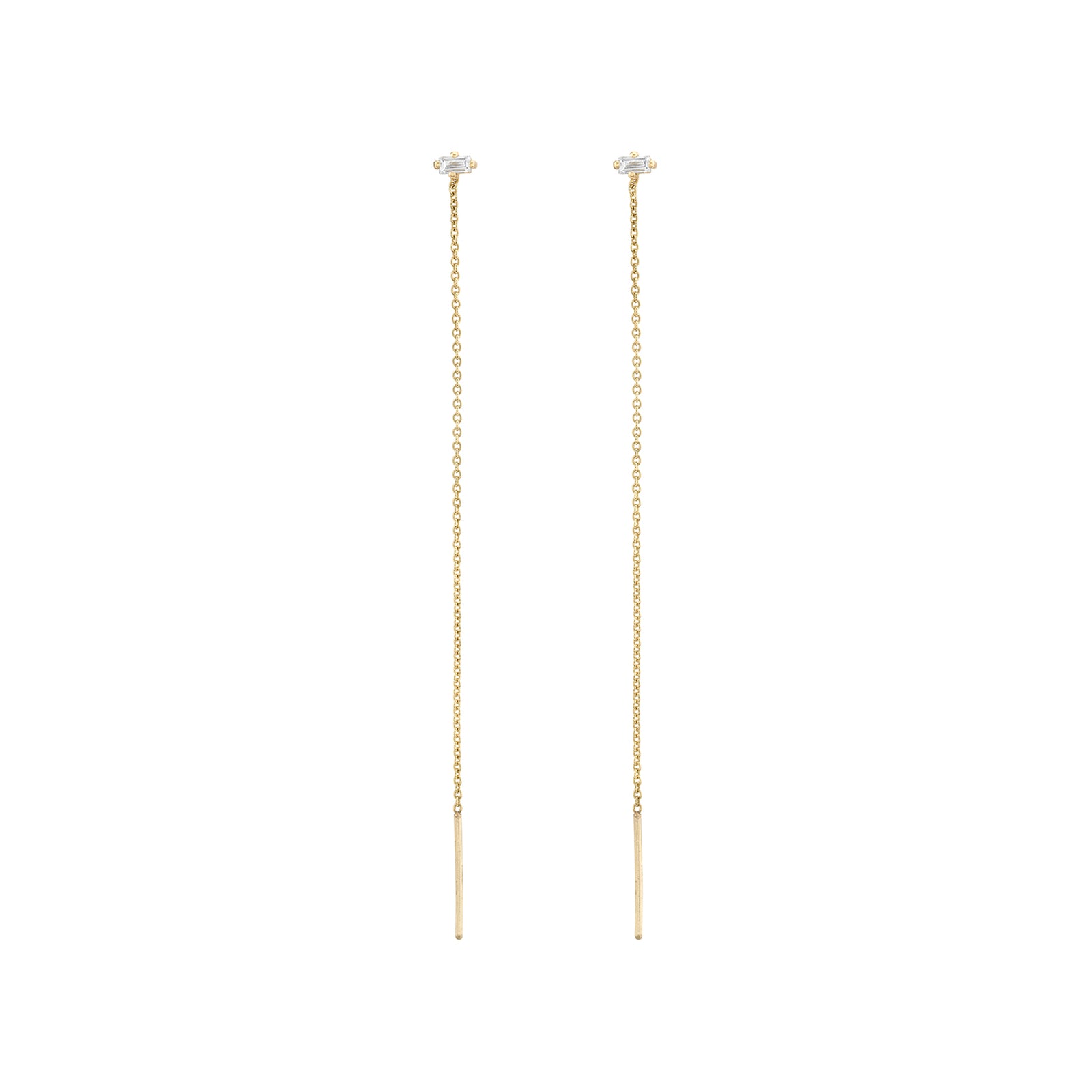 Lizzie Mandler Floating Thread Baguette Earrings - Diamond - Earrings - Broken English Jewelry