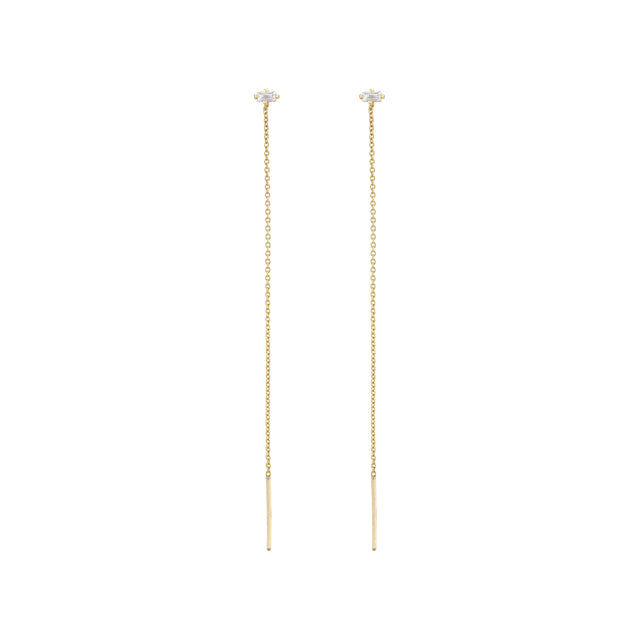 Lizzie Mandler Floating Thread Baguette Earrings - Diamond - Earrings - Broken English Jewelry
