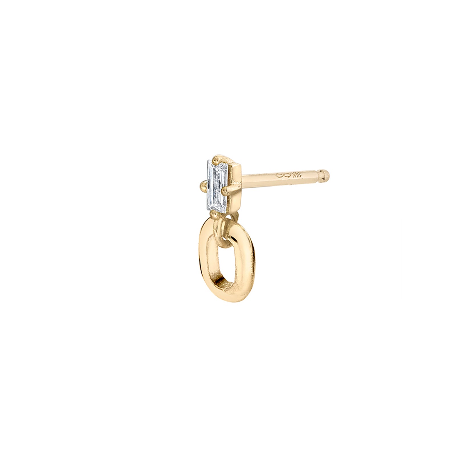 Lizzie Mandler Link Baguette Diamond Stud - Earrings - Broken English Jewelry