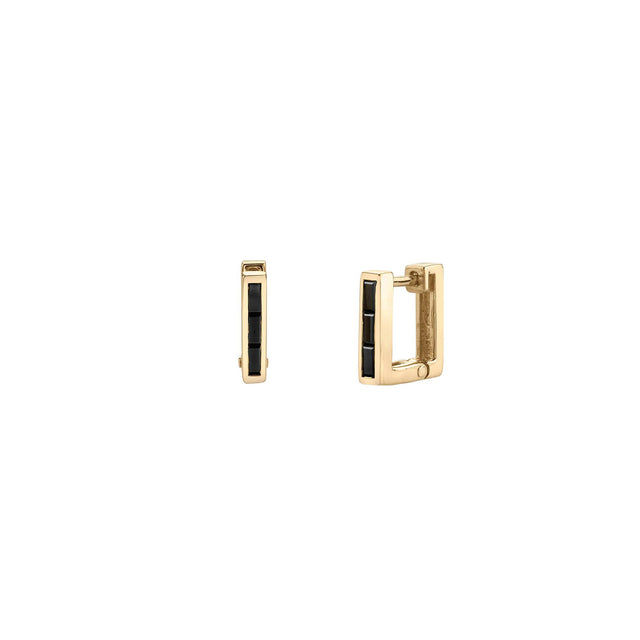 Lizzie Mandler Petit Square Black Diamond Huggies - Earrings - Broken English Jewelry