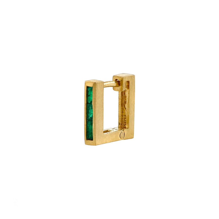Emerald Square Huggie by Lizzie Mandler - Earrings - Broken English Jewelry