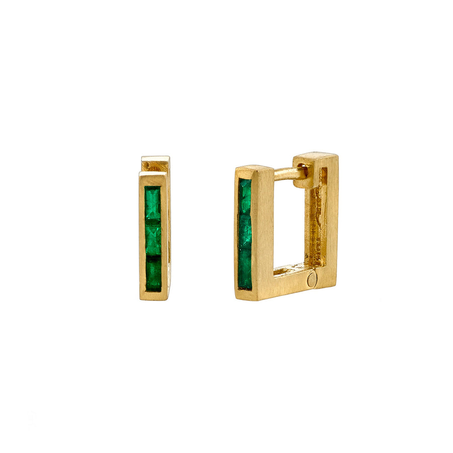 Emerald Square Huggie by Lizzie Mandler - Earrings - Broken English Jewelry